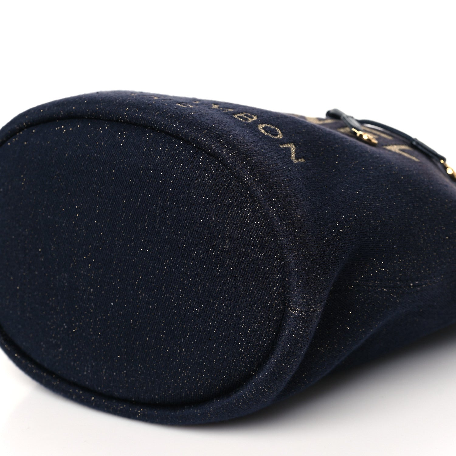 Chanel Lurex Canvas Deauville Drawstring Bucket Bag Navy Blue Gold 10 of 10