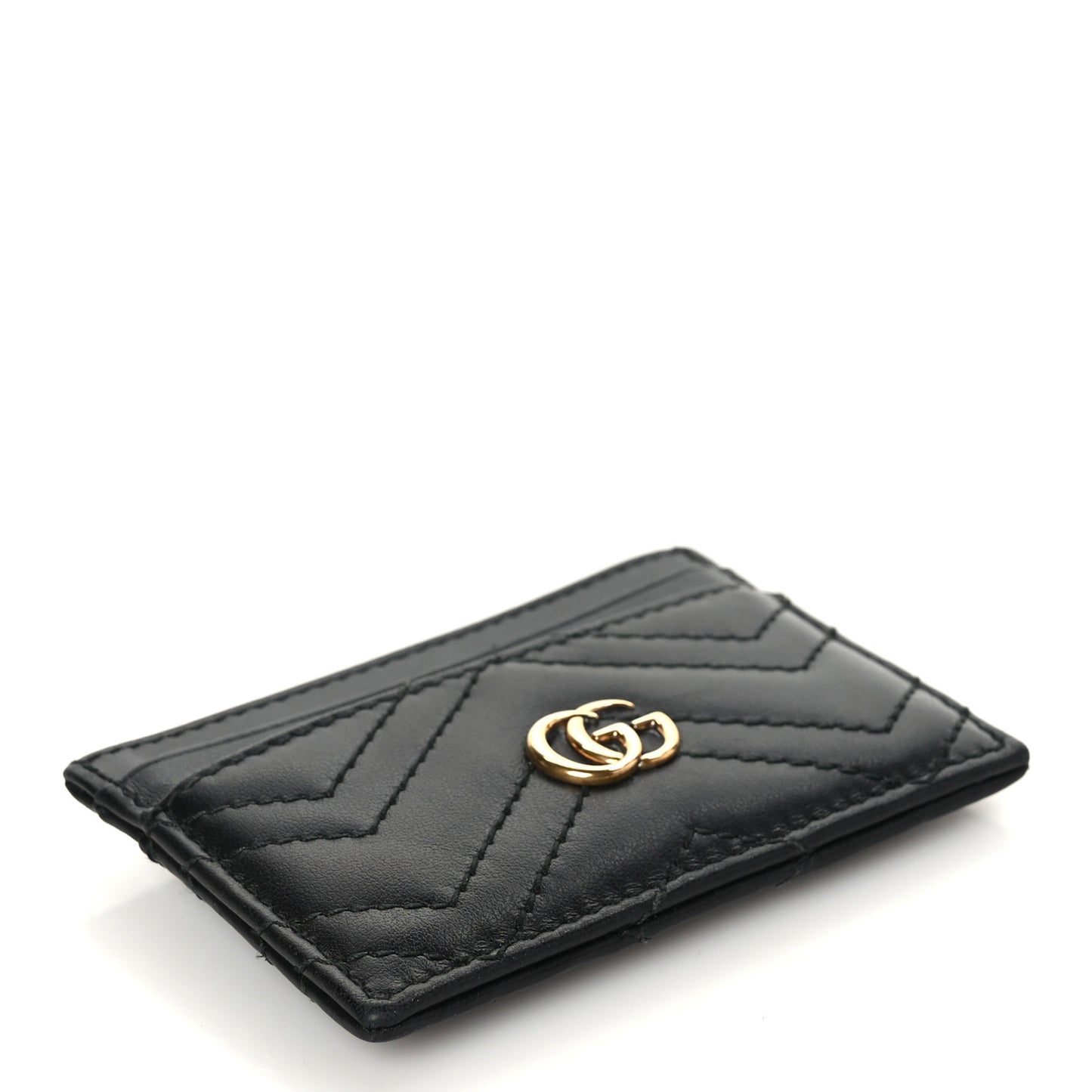 Calfskin Matelasse GG Marmont Card Holder Black