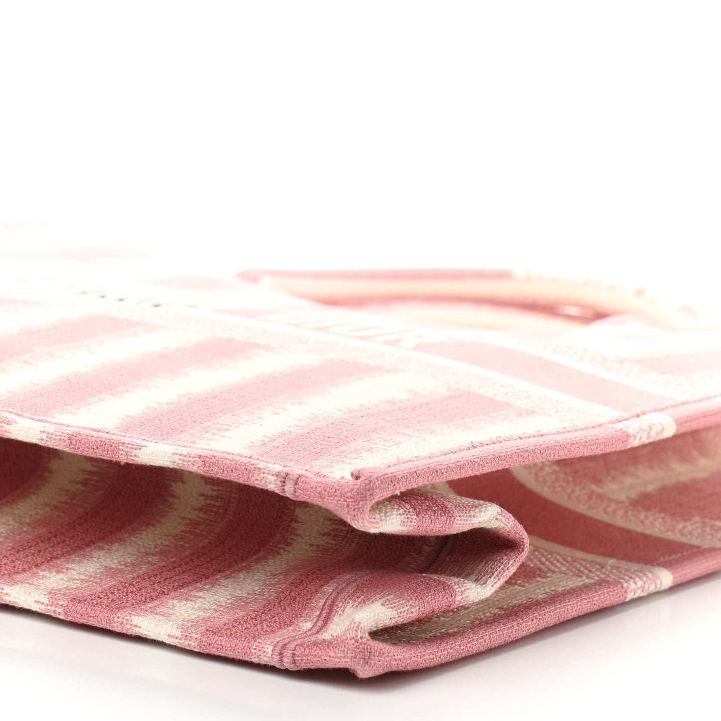 Canvas Embroidered Large Striped Book Tote Pink