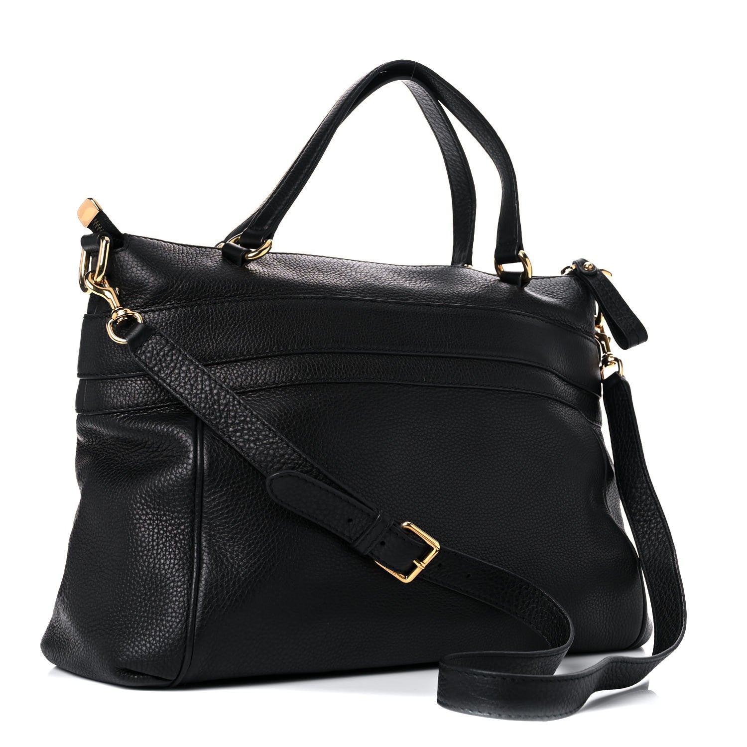Gucci Pebbled Calfskin Ride Medium Top Handle Bag Black 3 of 11