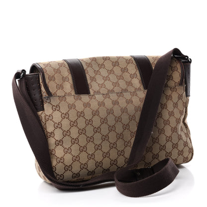 Gucci Monogram Medium Double Buckle Flap Messenger Bag Beige Dark Brown 3 of 12