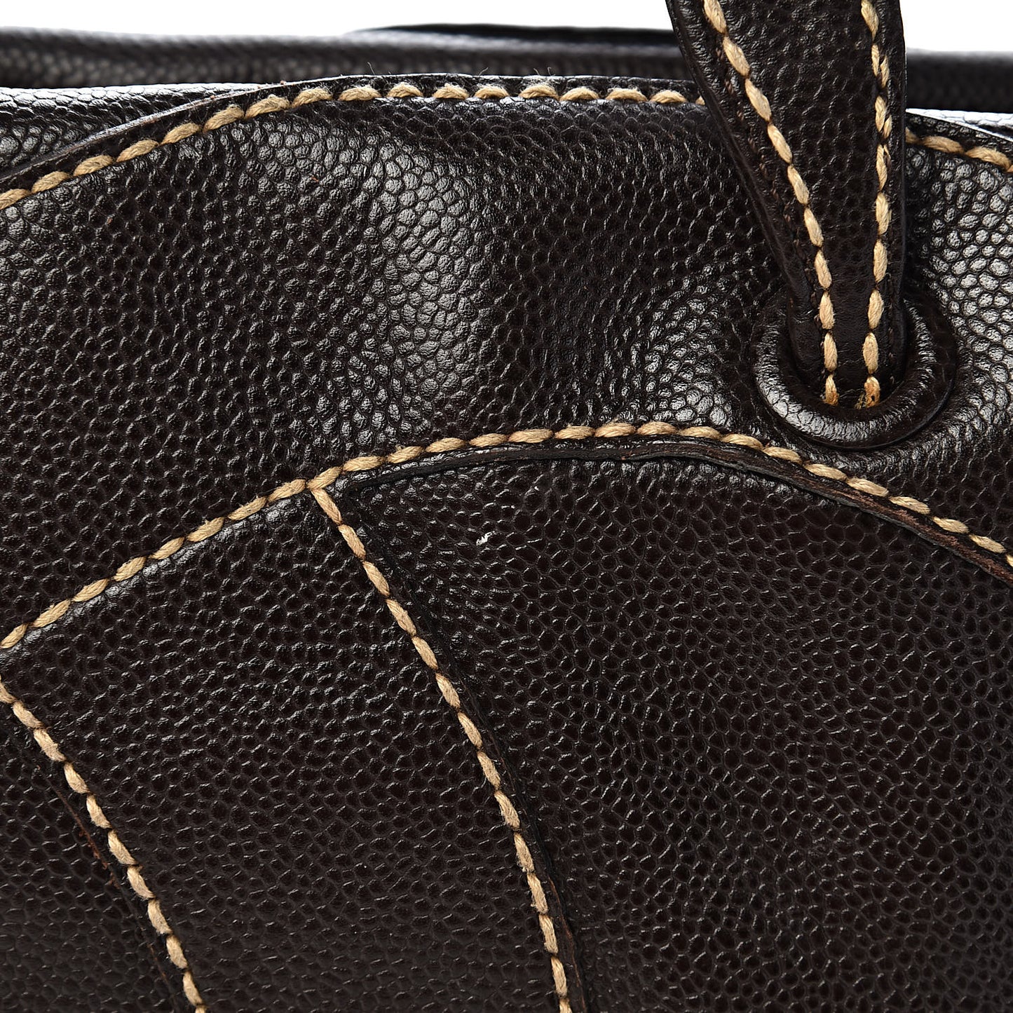 Caviar CC Stitched Medium Tote Brown