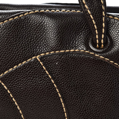 Chanel Caviar CC Stitched Medium Tote Brown 10 of 17