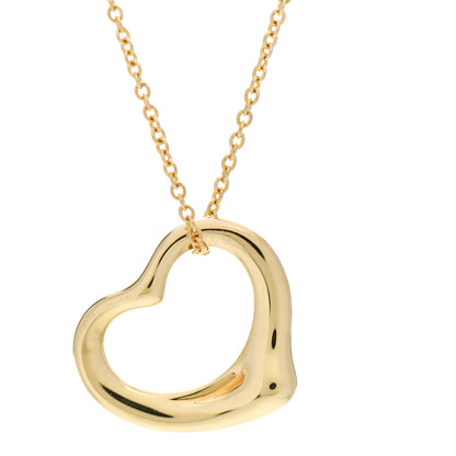 Tiffany 18K Yellow Gold 16mm Elsa Peretti Open Heart Pendant Necklace 4 of 4