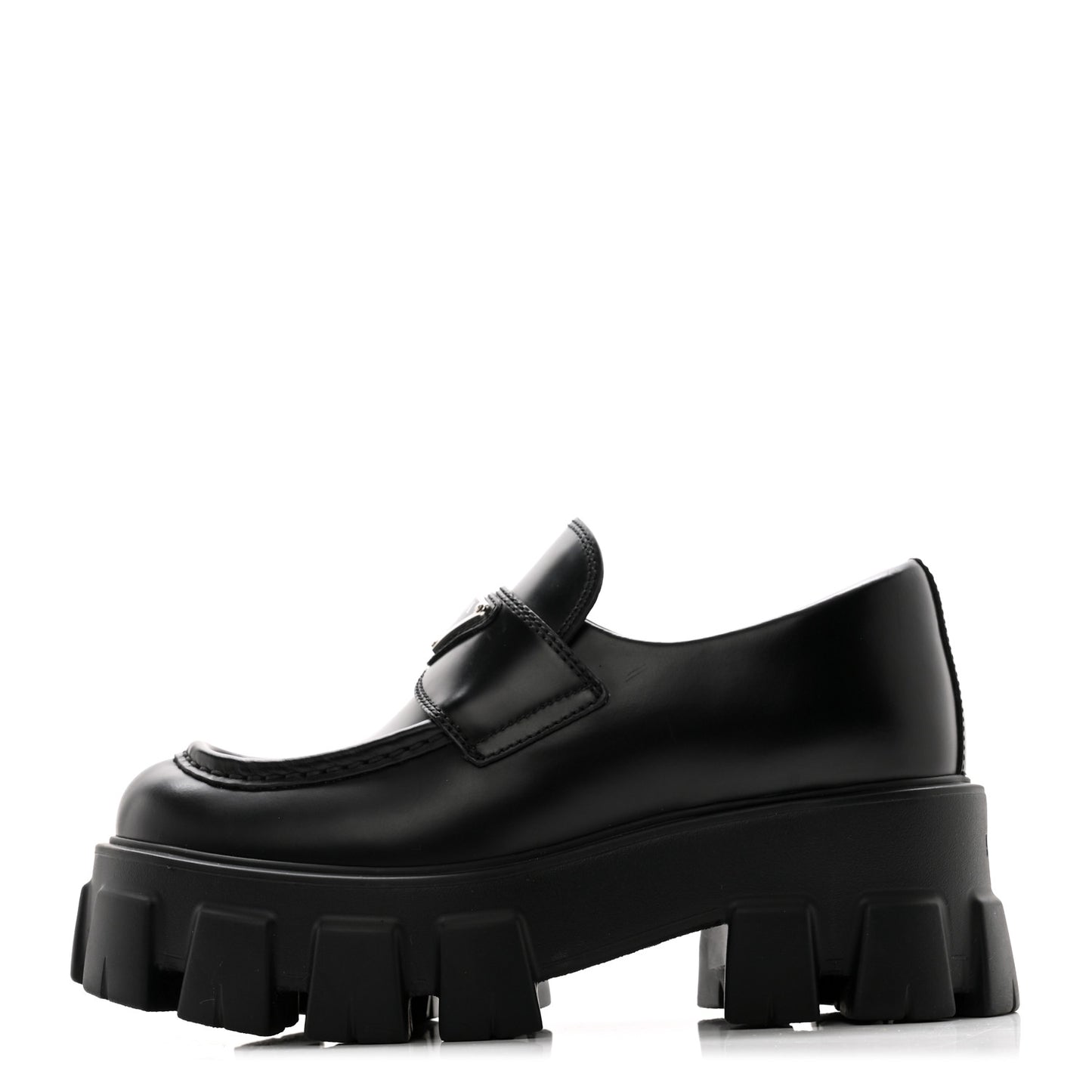 Spazzolato Triangle Logo Monolith Pointy 55mm Loafers 35 Black