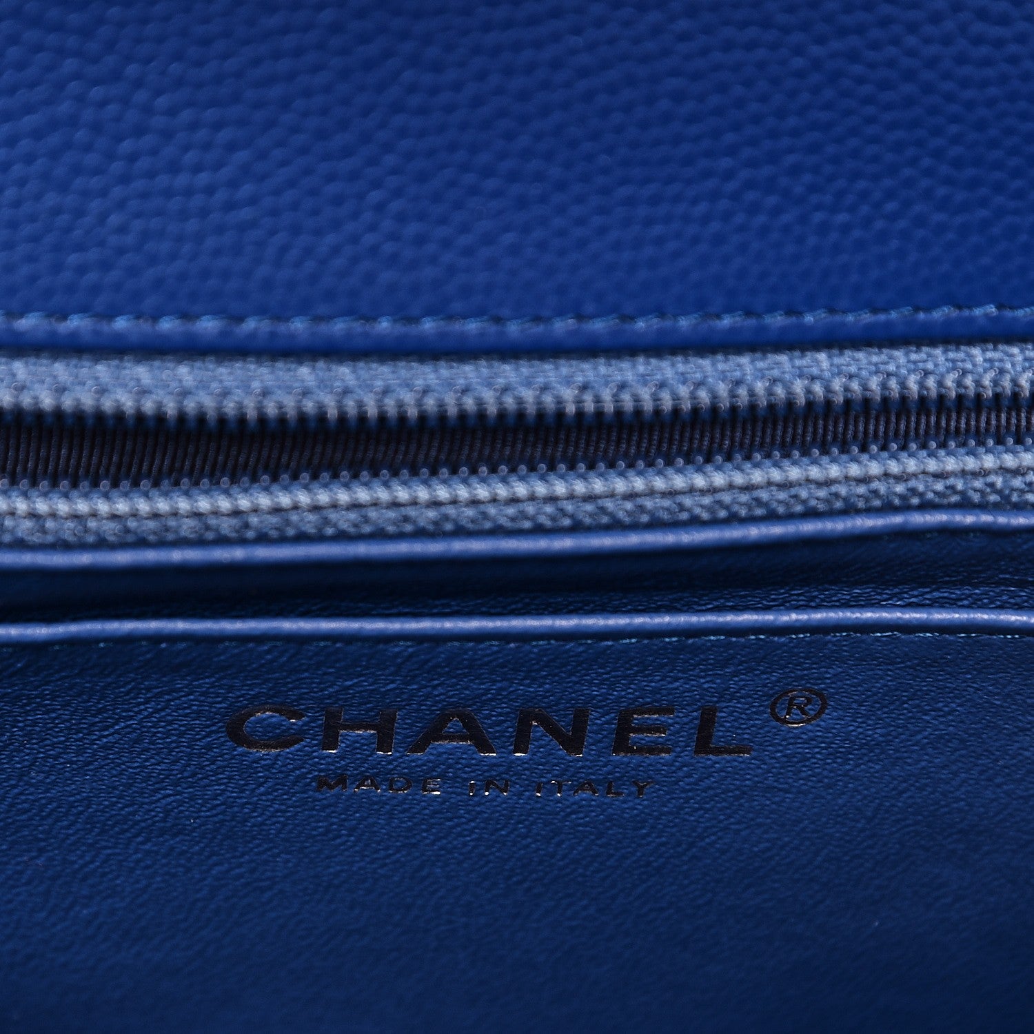 Chanel Caviar Chevron Quilted Mini Square Flap Blue 6 of 7