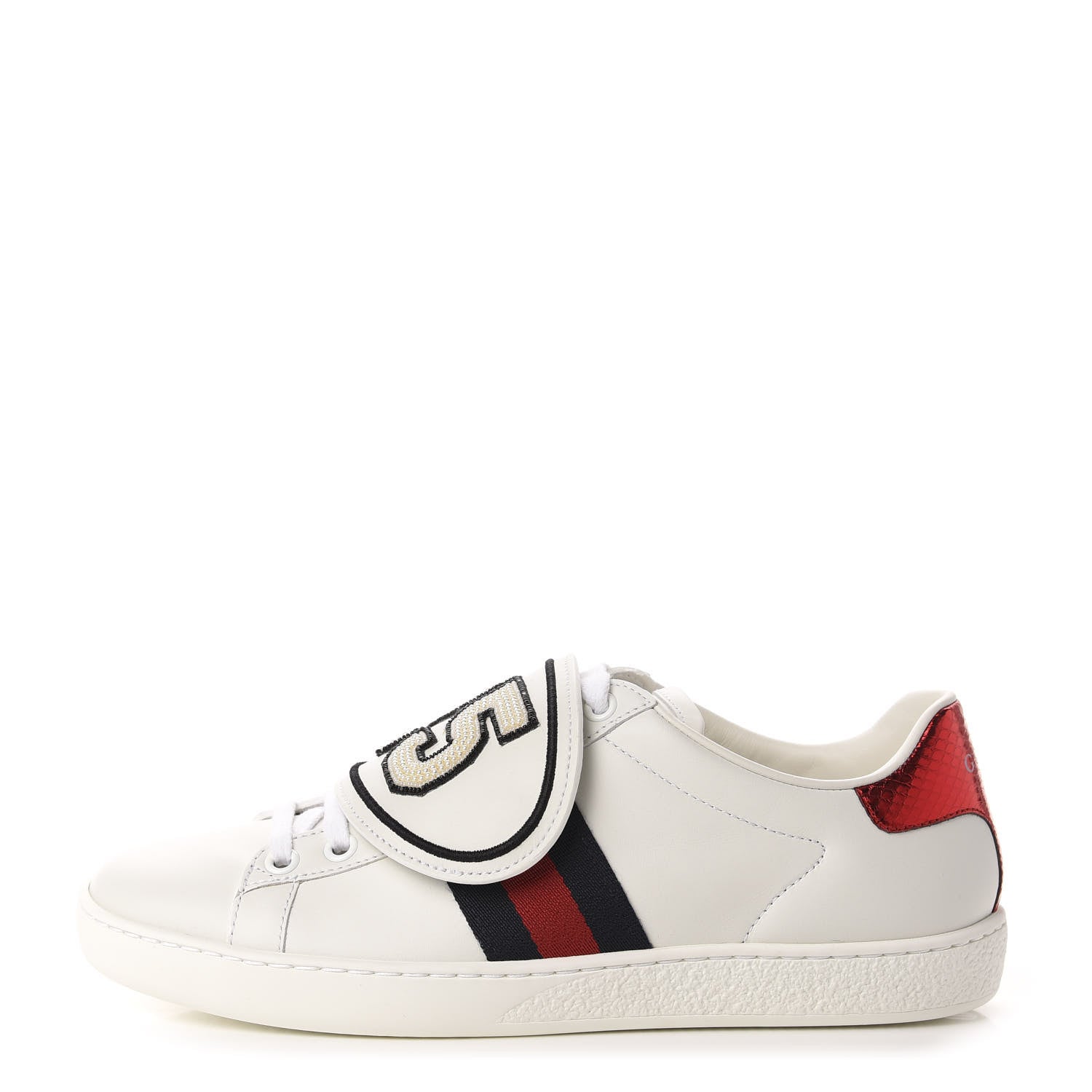 Gucci Calfskin Ayers Web Dagger Embroidered Womens Ace Sneakers 35.5 White 1 of 10