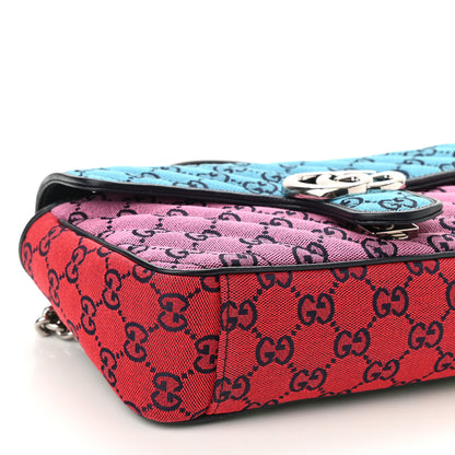 Gucci Monogram Multicolor Matelasse Diagonal Small GG Marmont Shoulder Bag Light Blue Pink Blue Green Red 9 of 10