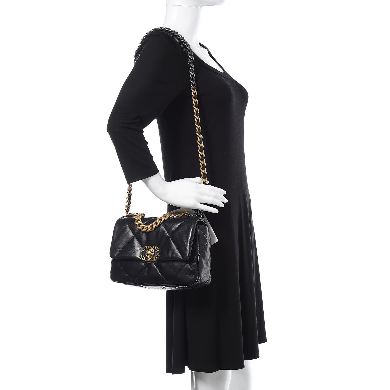 Chanel Lambskin Quilted Medium 19 Flap Black 2 of 11