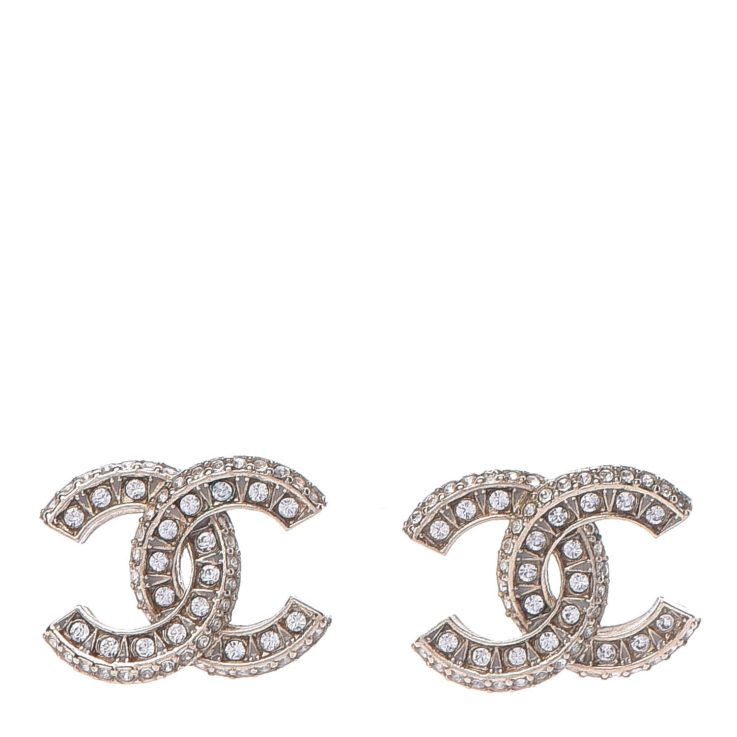 Chanel Crystal CC Earrings Light Gold 1 of 7