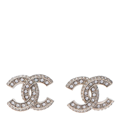 Chanel Crystal CC Earrings Light Gold 1 of 7