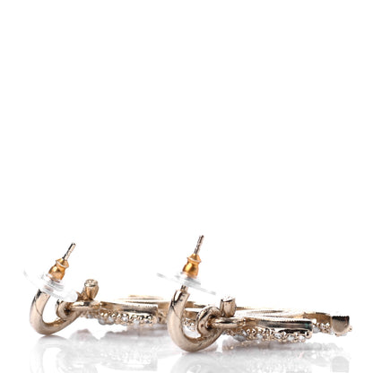 Chanel Crystal Pearl Caviar CC Drop Earrings Gold 3 of 4