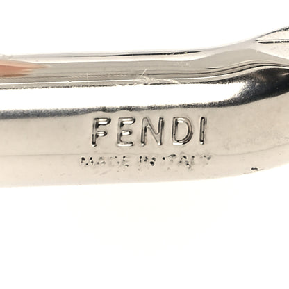 Fendi Metal Lambskin F is Fendi Hoop Drop Earrings Brown Silver 4 of 4