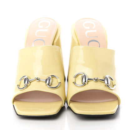 Gucci Patent Lexi Horsebit High-Heel Slide Sandals 36.5 Burro 2 of 11