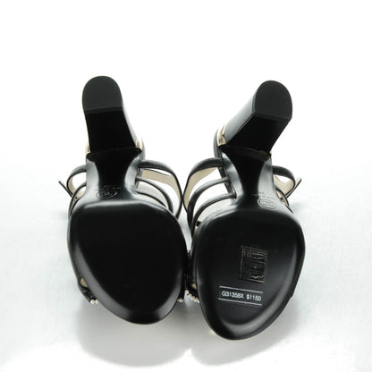 Chanel Lambskin Pearl Bow Sandals 36 Black 5 of 7