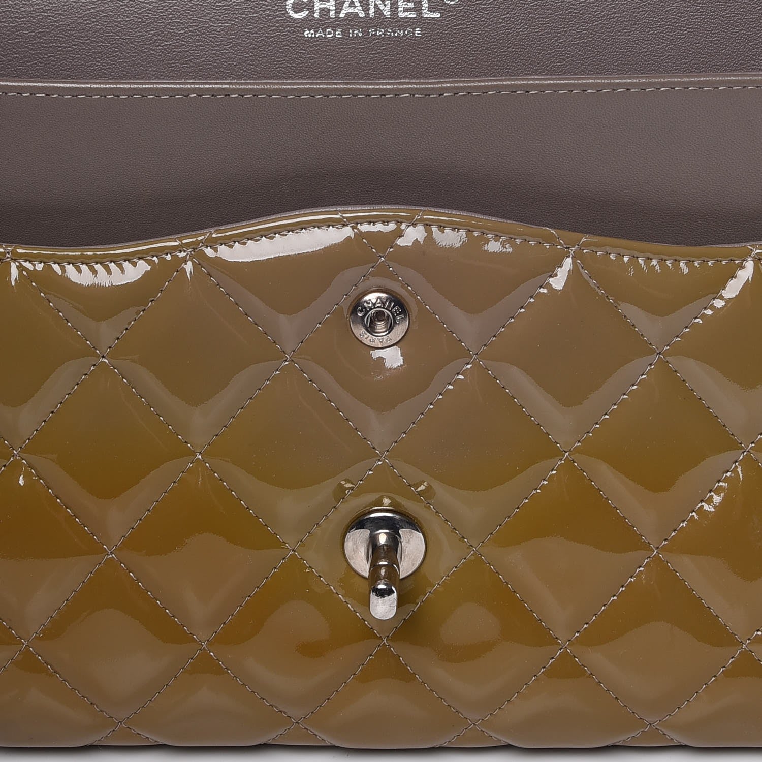 Chanel Patent Quilted Double Flap Light Brown 11 of 13