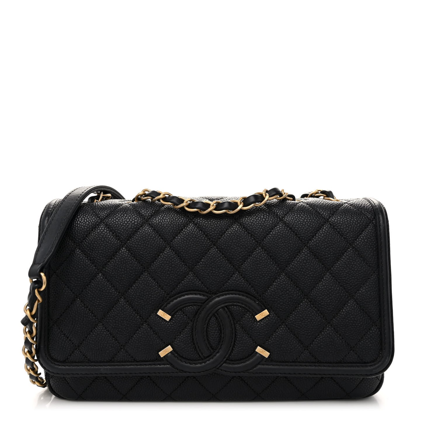 Caviar Quilted Medium CC Filigree Flap Black