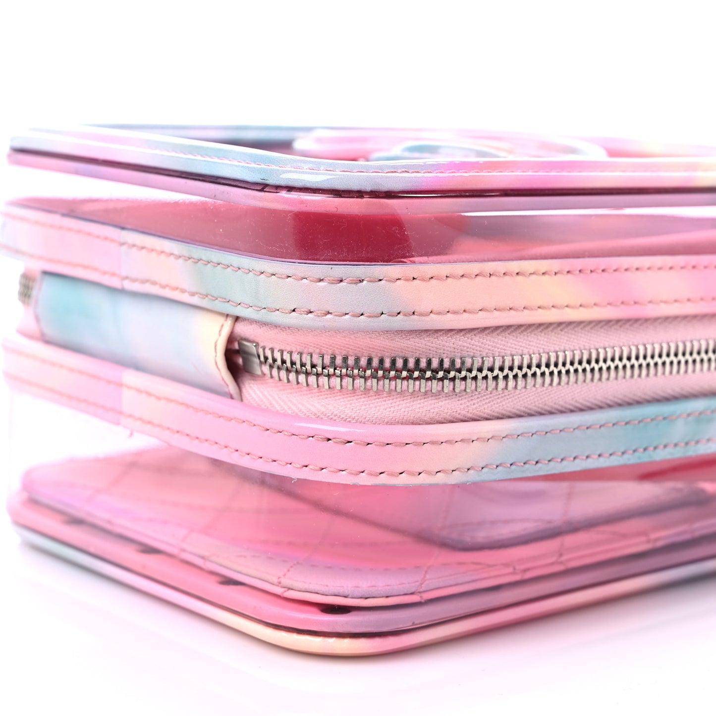 PVC Patent Calfskin Patent Lambskin Vertical Vanity Case Pink