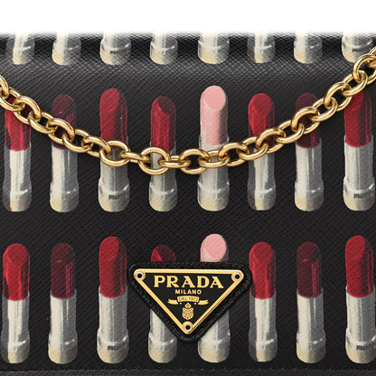 Prada Saffiano Triangle Logo Lipstick Print Mini Crossbody Bag Black 9 of 9