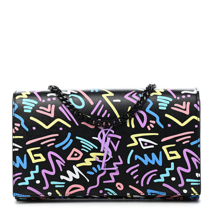 Saint Laurent Grain De Poudre Medium Classic Monogram Multicolor Graphic Print Chain Wallet Black 1 of 8