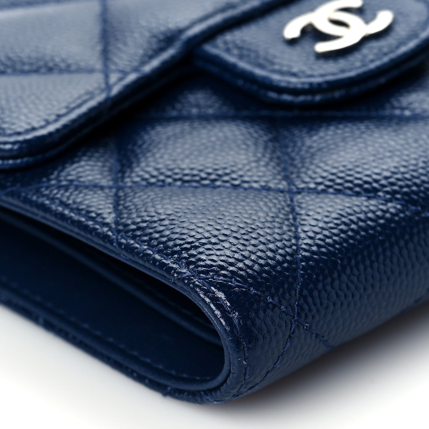 Chanel Caviar Quilted Compact Flap Wallet Navy 9 of 11