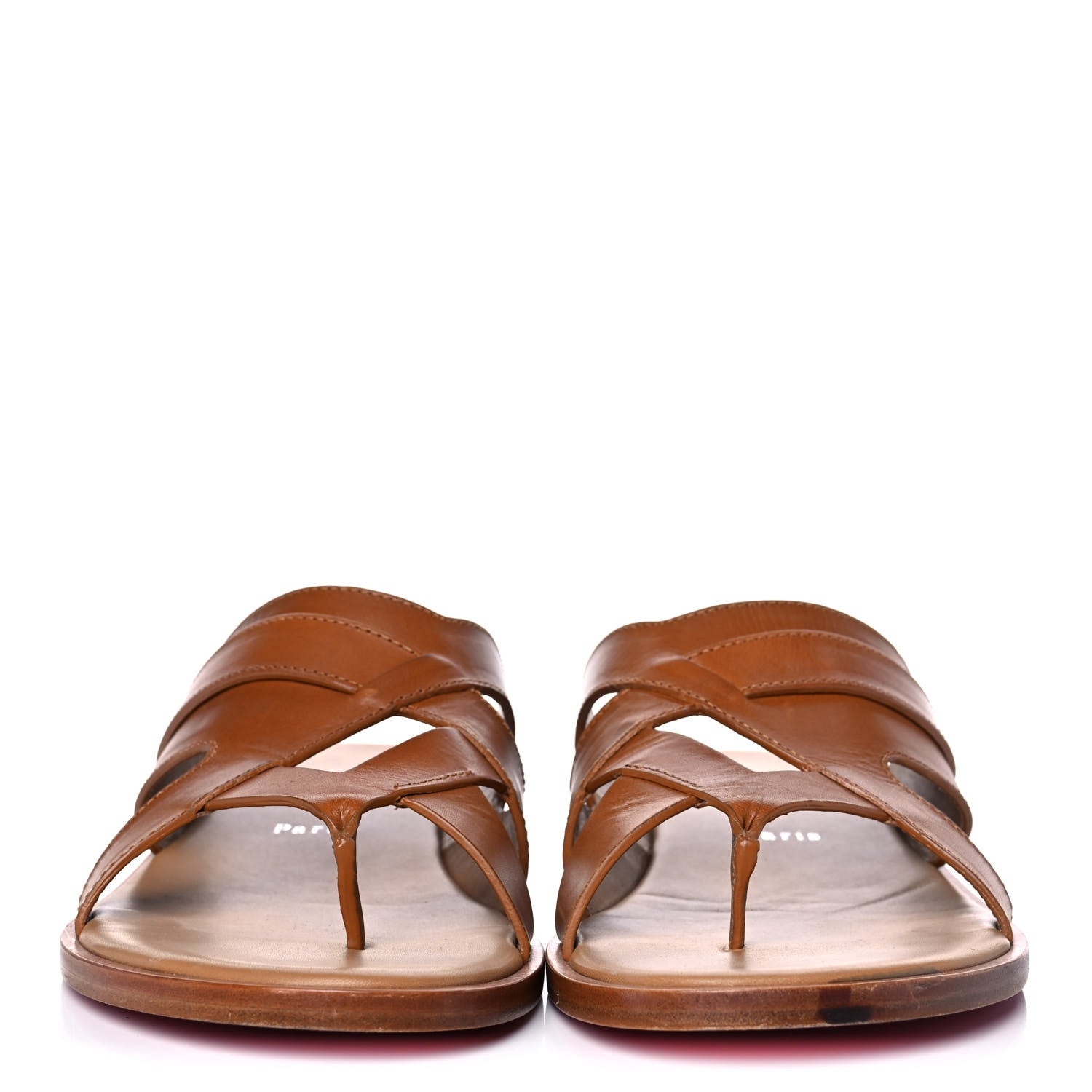 Christian Louboutin Calf Mens Sinouhe Flat Slide Sandals 41.5 Brown 2 of 8
