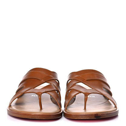 Christian Louboutin Calf Mens Sinouhe Flat Slide Sandals 41.5 Brown 2 of 8