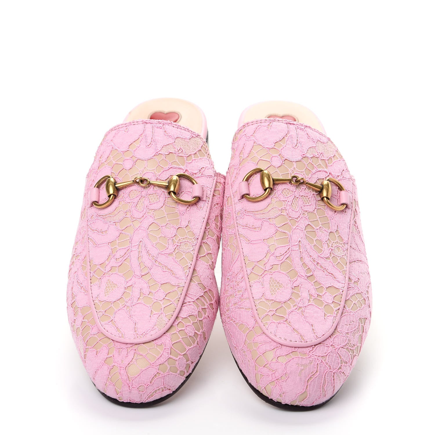 Gucci Lace Malaga Kid Womens Princetown Slippers 36.5 Sugar Pink Skin Rose 5 of 10