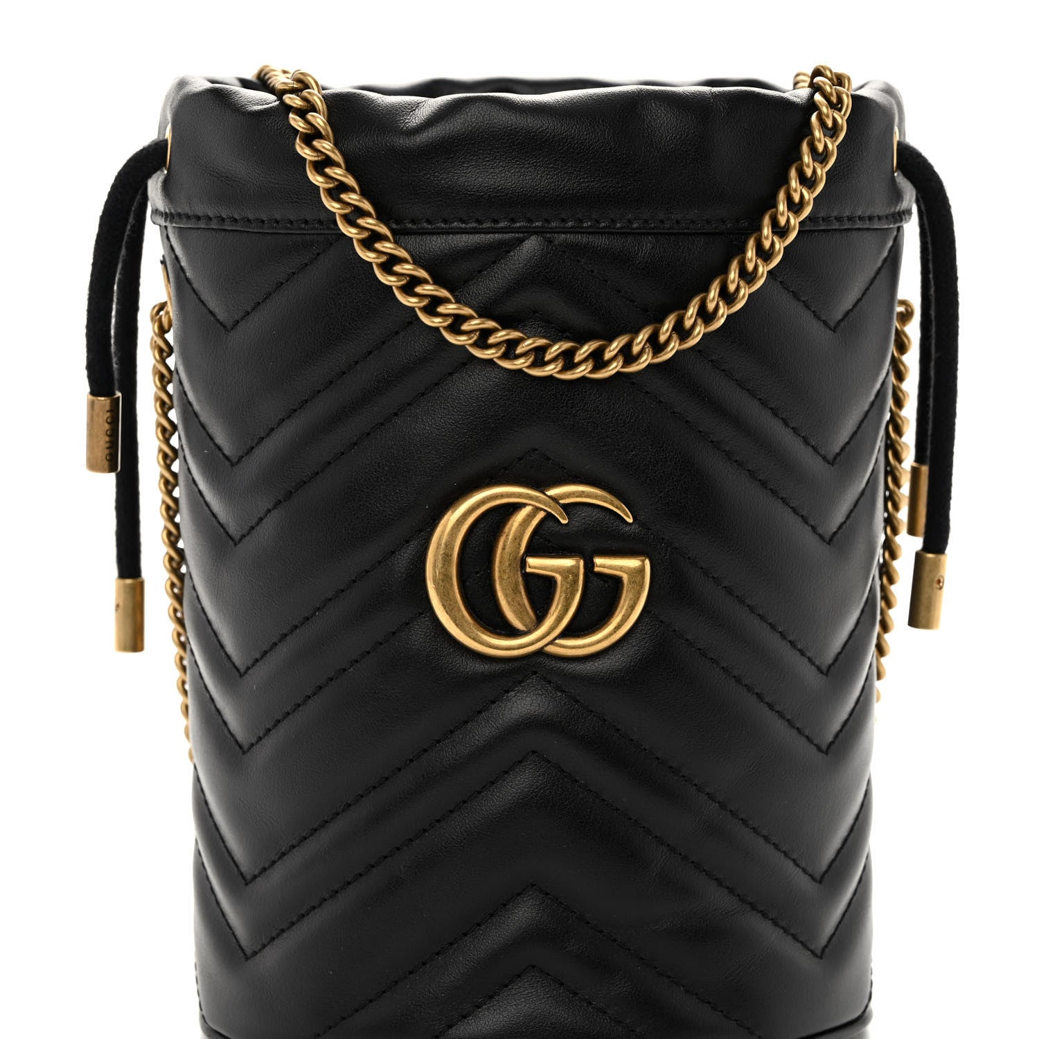 Gucci Calfskin Matelasse Mini GG Marmont 2.0 Bucket Bag Black 7 of 9