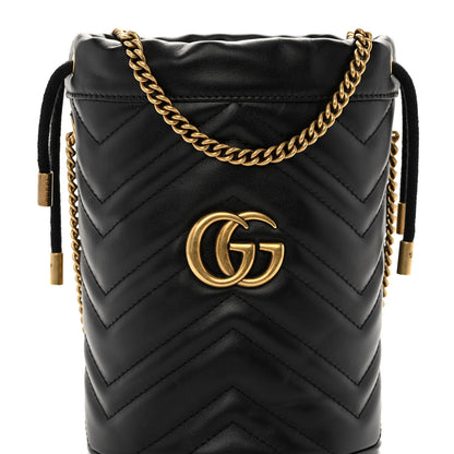Gucci Calfskin Matelasse Mini GG Marmont 2.0 Bucket Bag Black 7 of 9