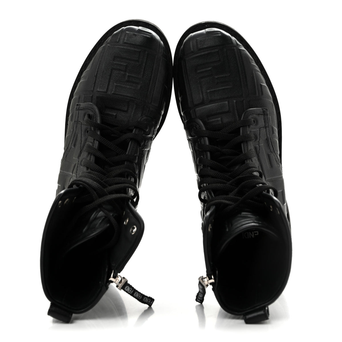 Nappa FF Embossed Womens Biker Boots 38.5 Black