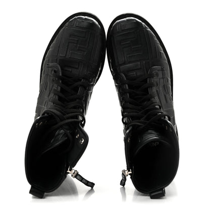 Fendi Nappa FF Embossed Womens Biker Boots 38.5 Black 2 of 11