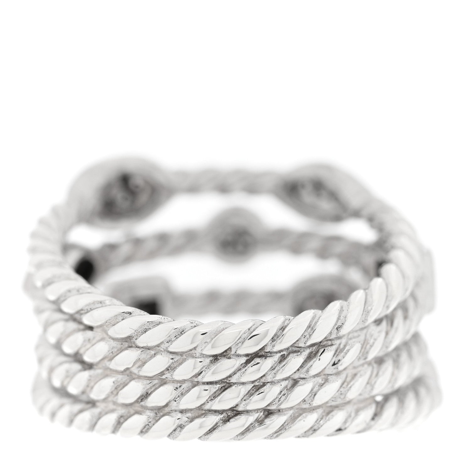 David Yurman Sterling Silver Diamond Confetti 4 Row Ring 50 5.5 3 of 4