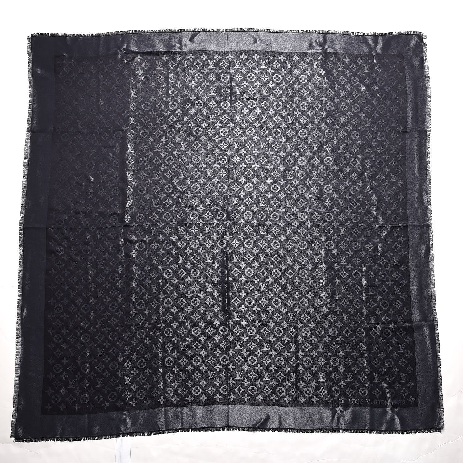 Louis Vuitton Silk Lurex Wool Monogram Shine Shawl Black 1 of 5