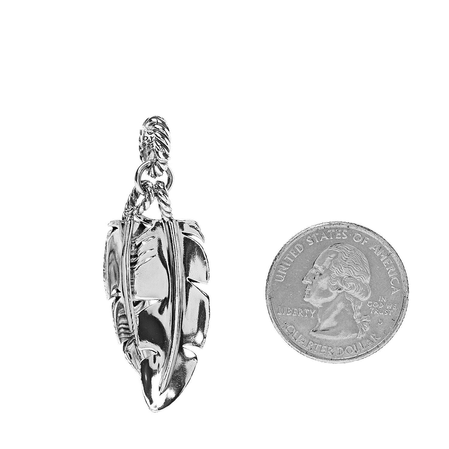 Sterling Silver Cable Collectibles Feather Enhancer Pendant