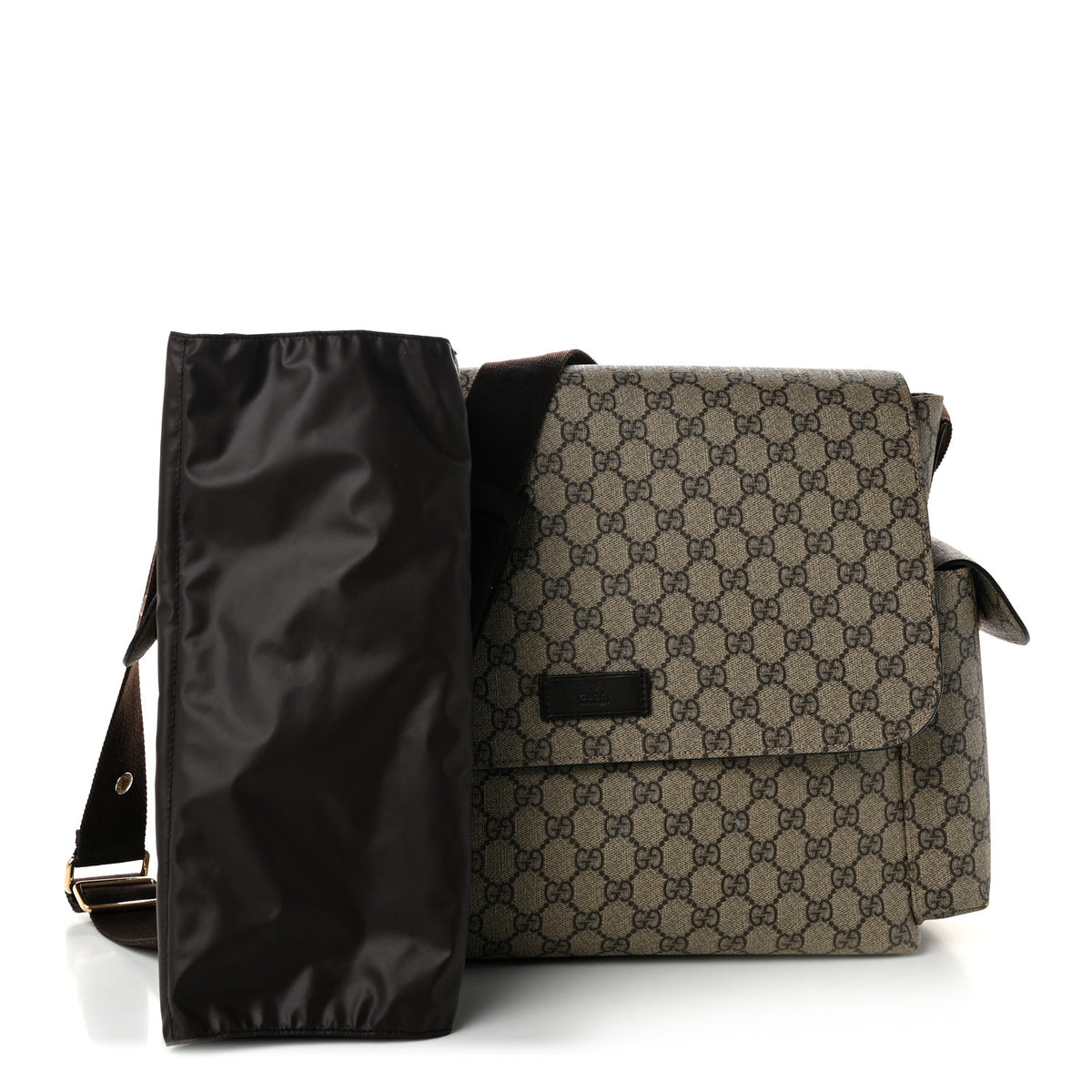 GG Plus Monogram Messenger Diaper Bag Dark Brown