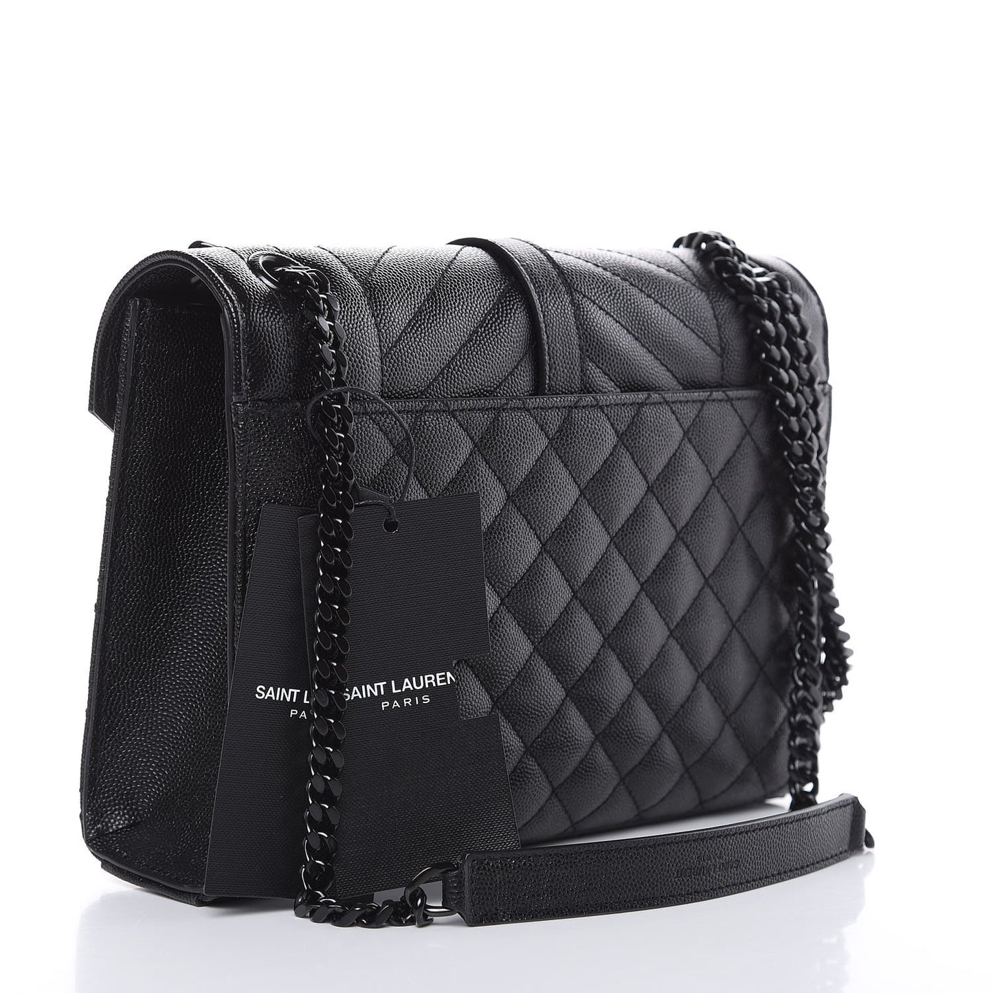 Grain De Poudre Textured Mixed Matelasse Triquilt Medium Monogram Satchel Black