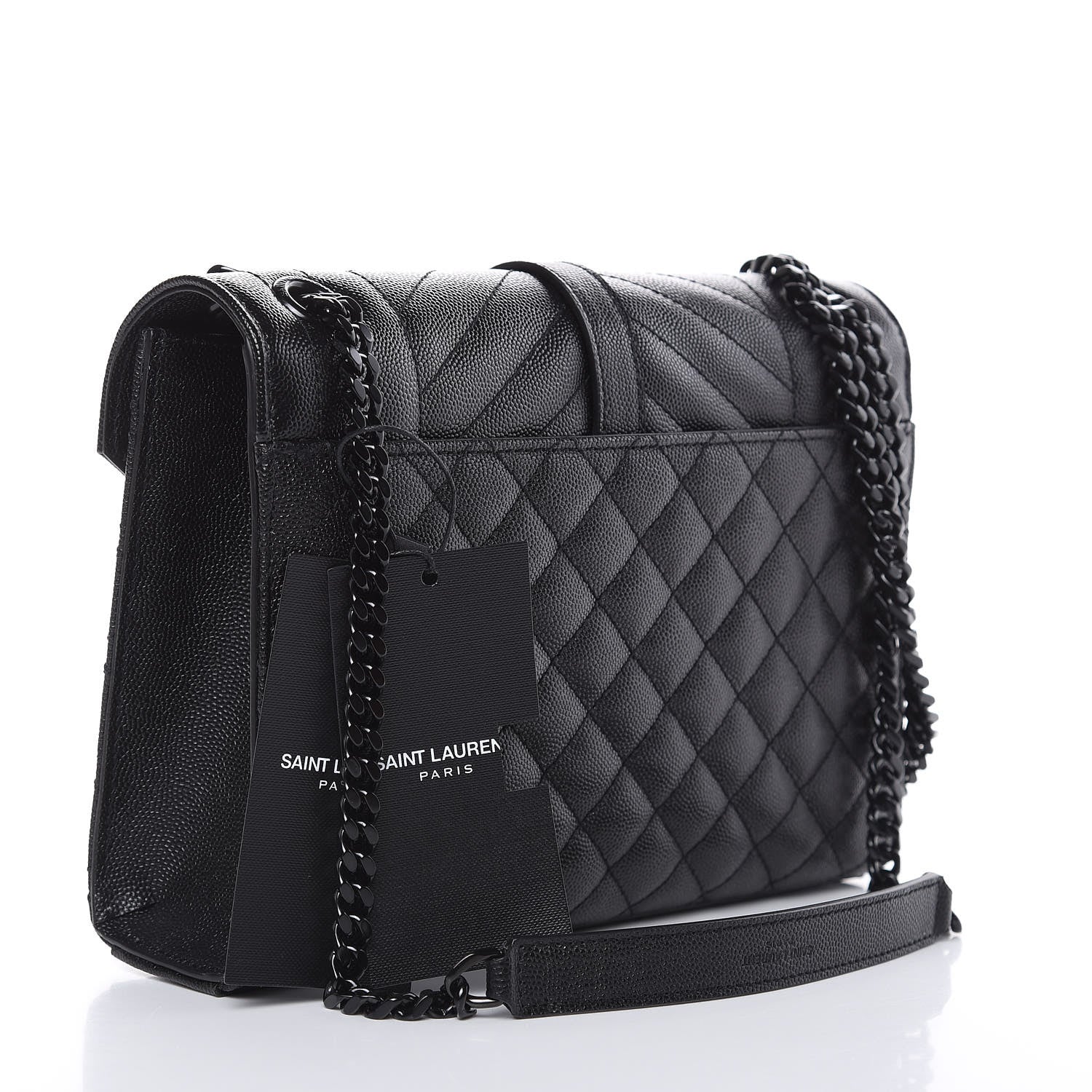 Saint Laurent Grain De Poudre Textured Mixed Matelasse Triquilt Medium Monogram Satchel Black 3 of 10