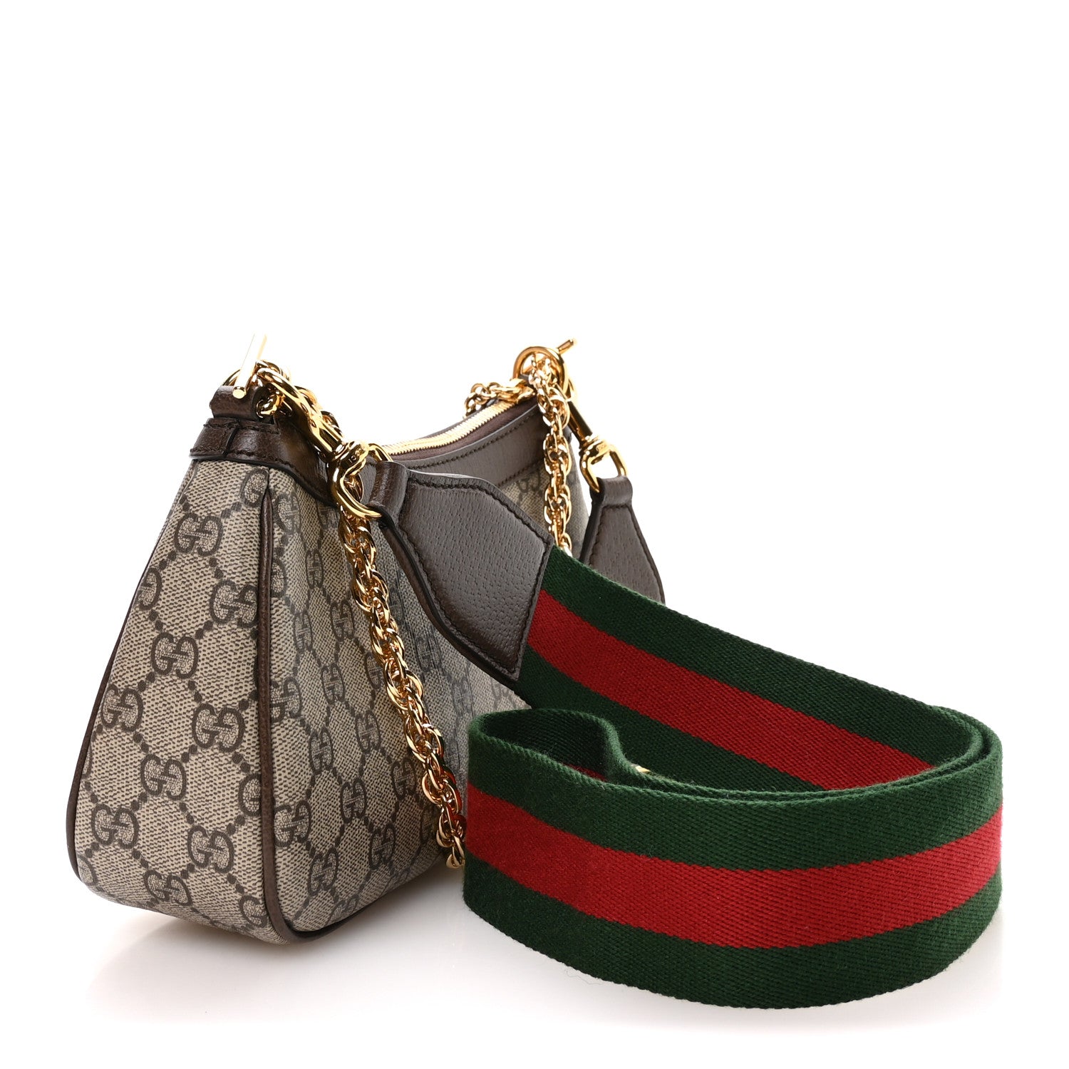 Gucci GG Supreme Monogram Textured Dollar Calfskin Web Small Ophidia GG Handbag Beige Ebony New Acero 3 of 11
