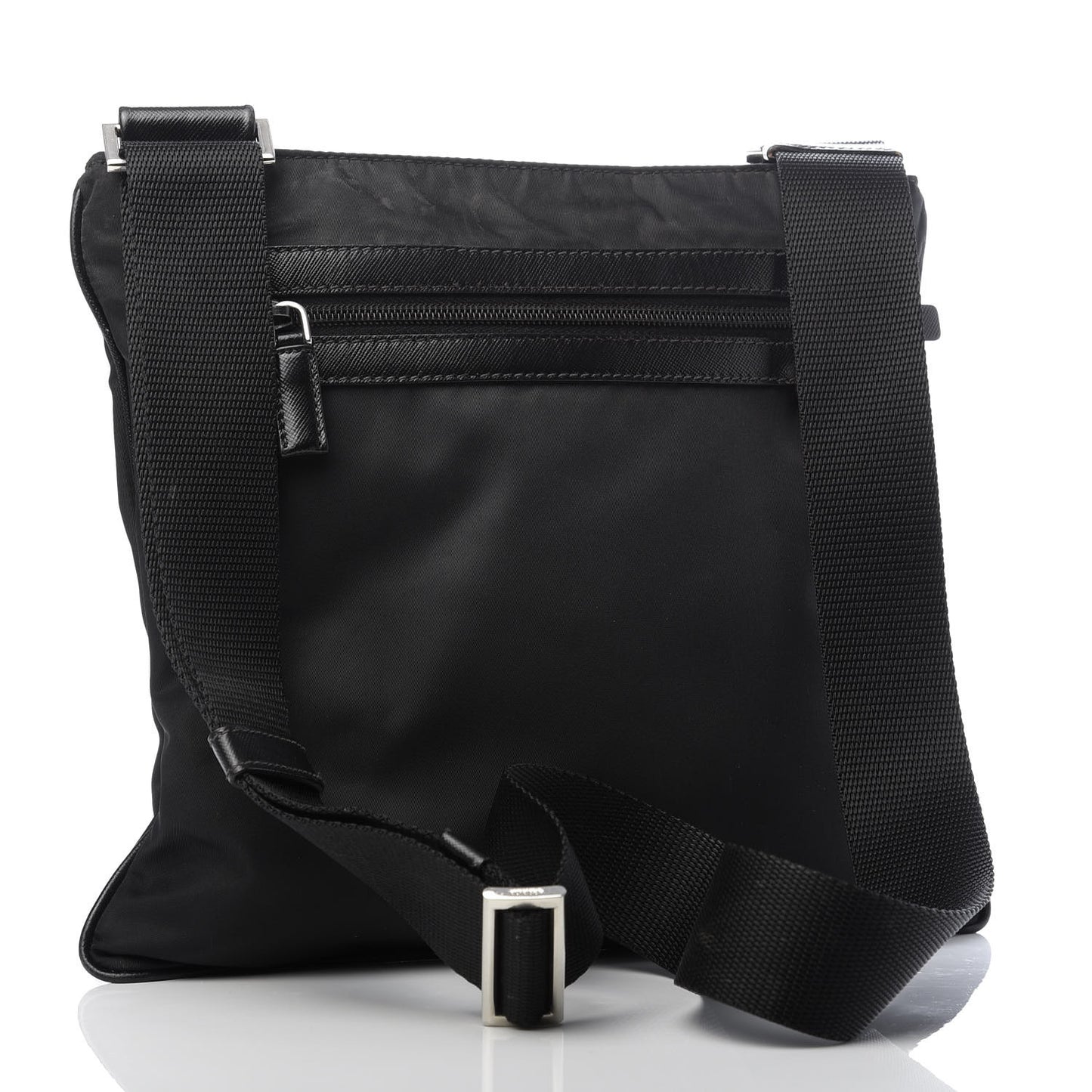 Tessuto Nylon Saffiano Flat Messenger Bag Black