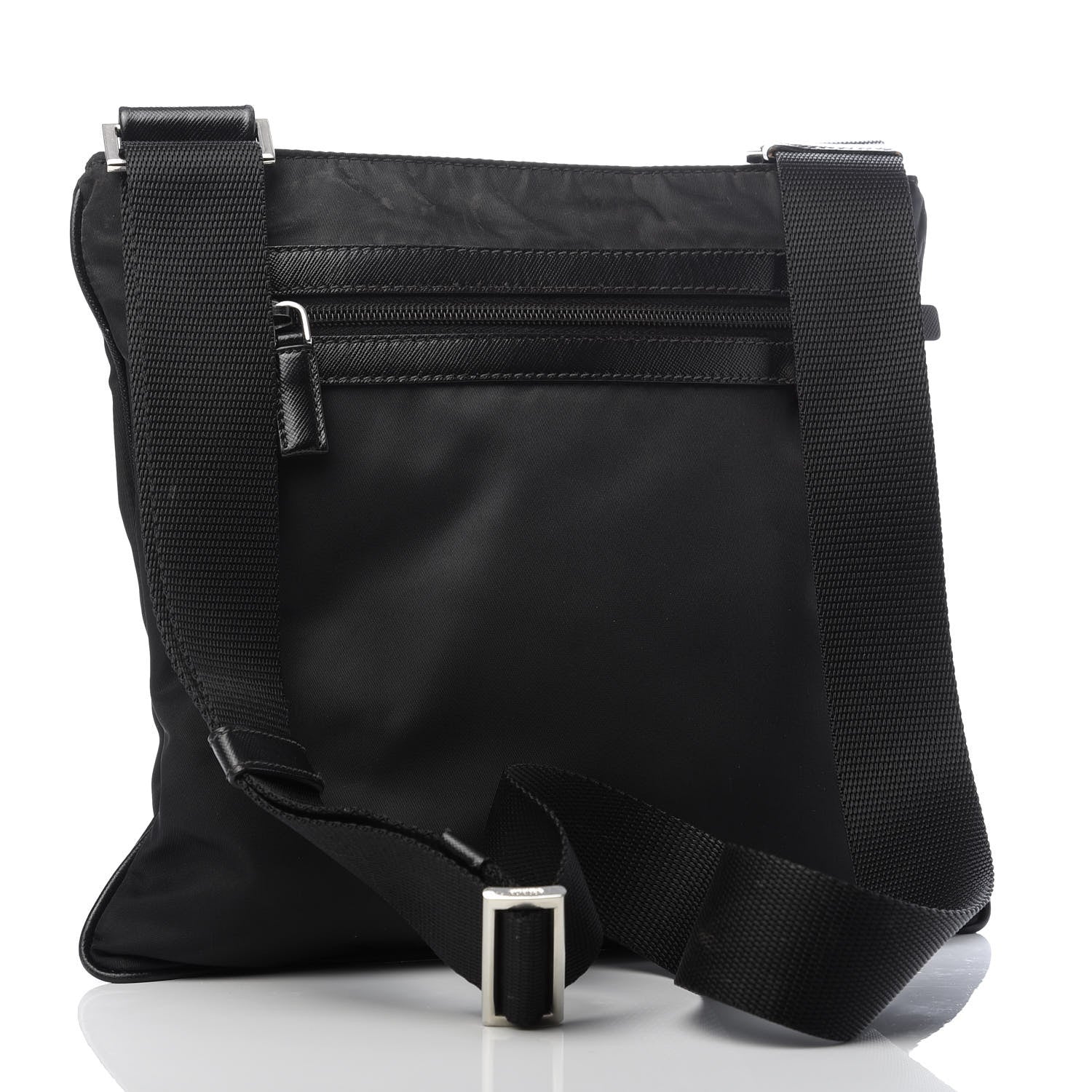 Prada Tessuto Nylon Saffiano Flat Messenger Bag Black 3 of 9