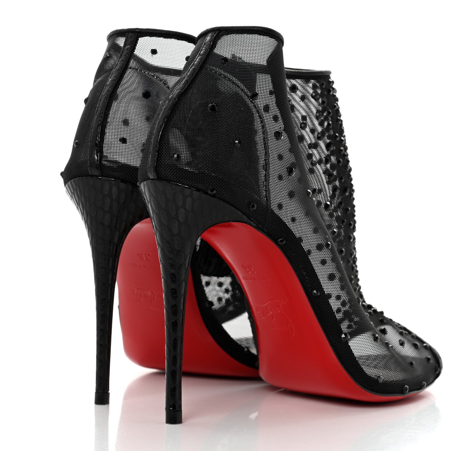 Christian Louboutin Calfskin Jurassic Rete Strass Illimiboot 100 Booties 36 Black 4 of 8
