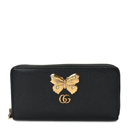 Gucci Calfskin Butterfly Zip Around Wallet Black 1 of 11