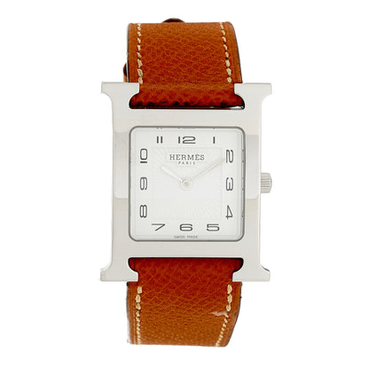 Hermes Stainless Steel Epsom 26mm Heure H Hour Quartz Watch Gold 1 of 5