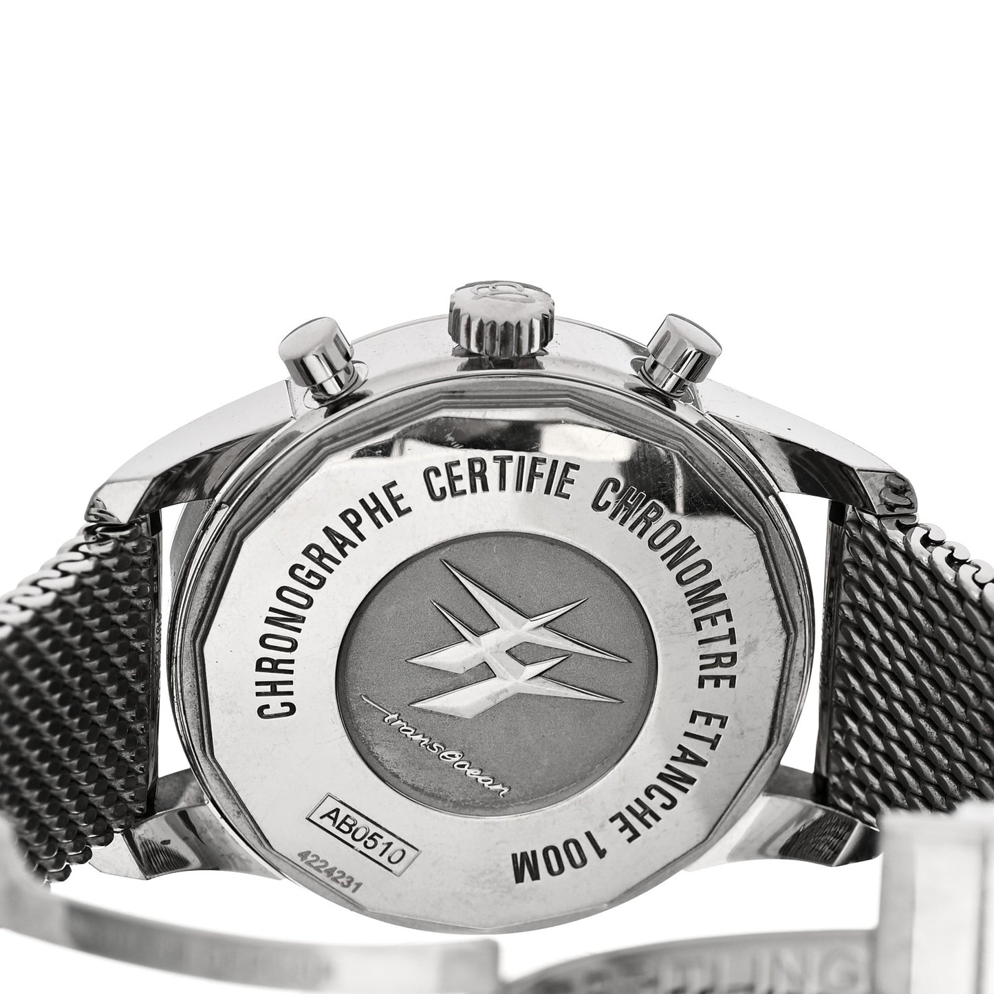 Stainless Steel 46mm Transocean Unitime Chronograph Automatic Watch Black AB0510