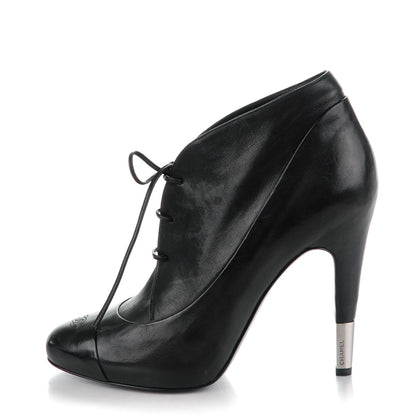 Chanel Lambskin Lacets Cap Toe Booties 40.5 Black 1 of 9