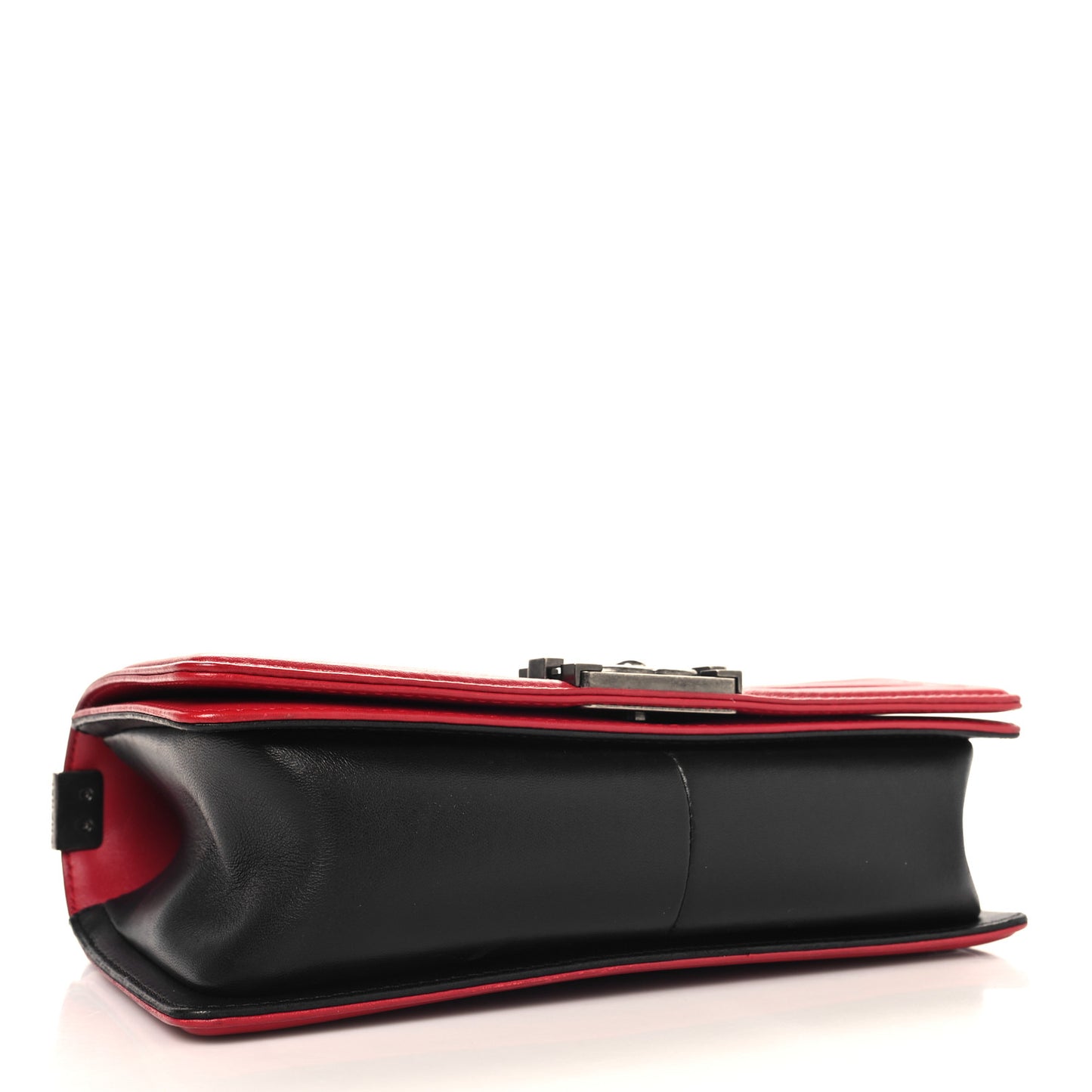 Lambskin Quilted Medium Boy Flap Black Red