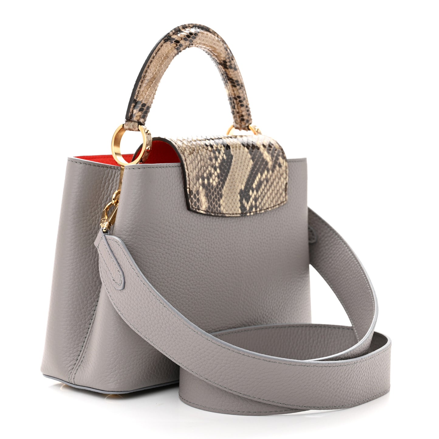 Taurillon Snakeskin Capucines BB Steeple Grey