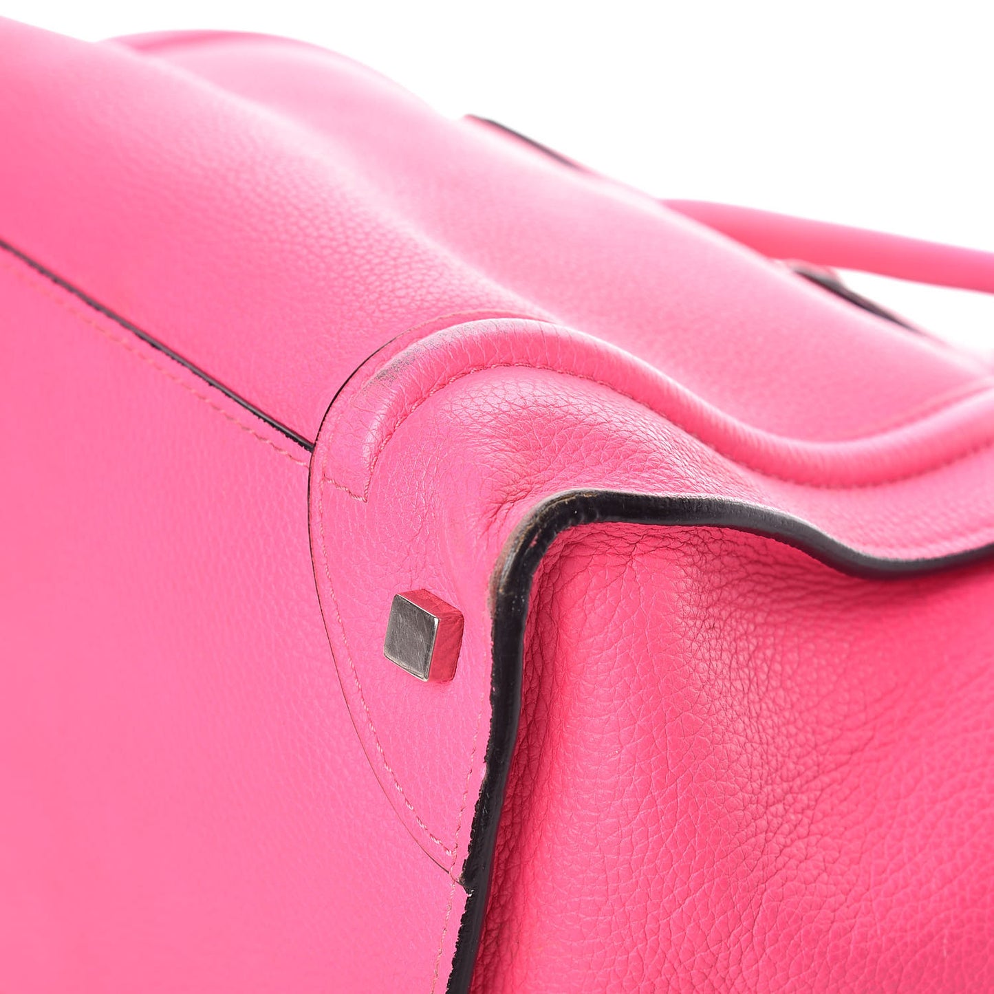 Drummed Calfskin Mini Luggage Fluo Pink