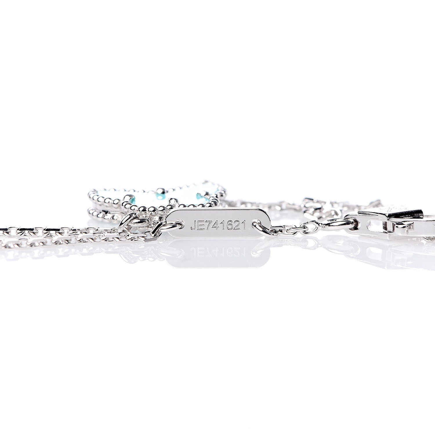 Van Cleef & Arpels 18K White Gold Turquoise Sweet Alhambra Butterfly Bracelet 5 of 7